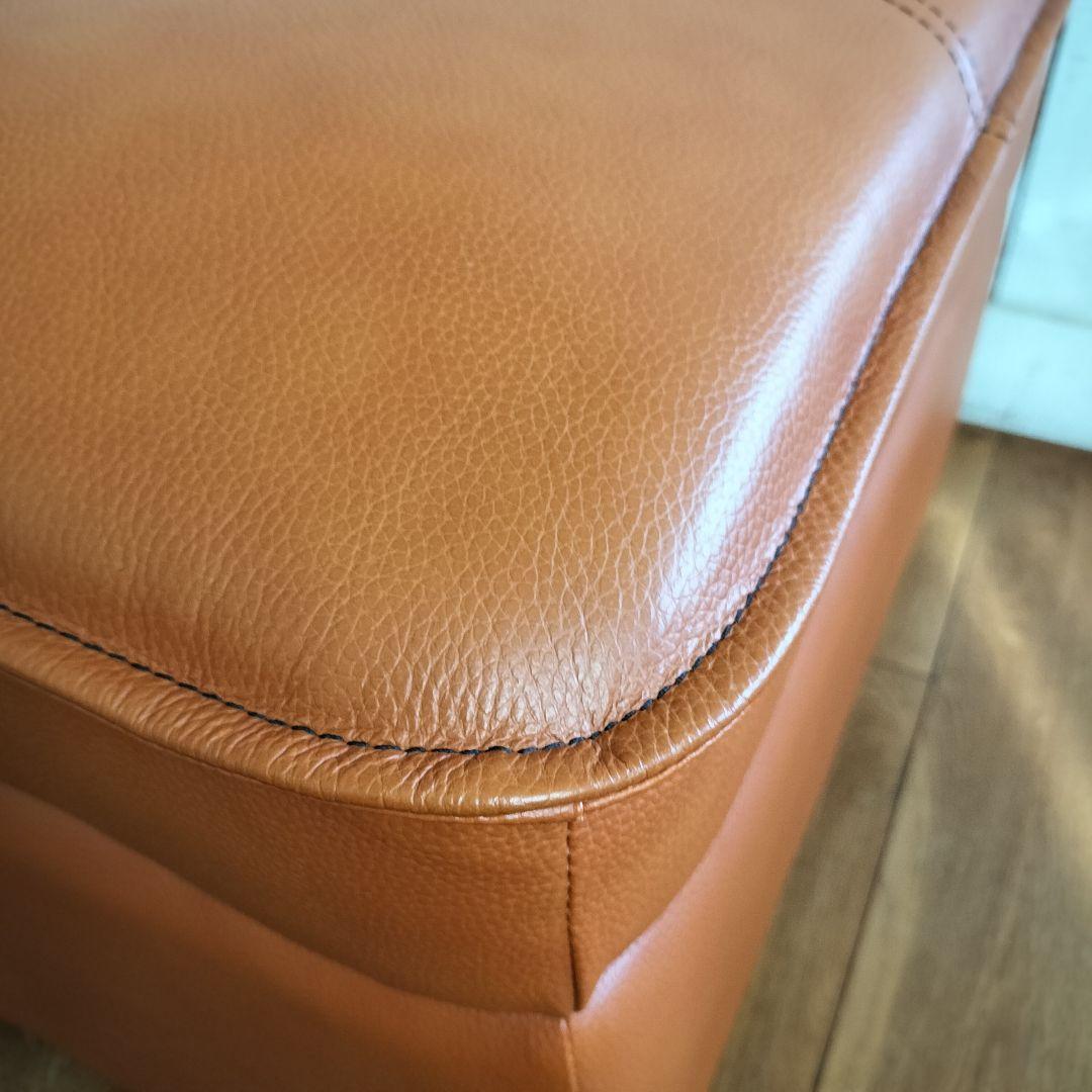 【美品✨】オットマン スツール 　ソファー　キャメル　本革+PVC生地