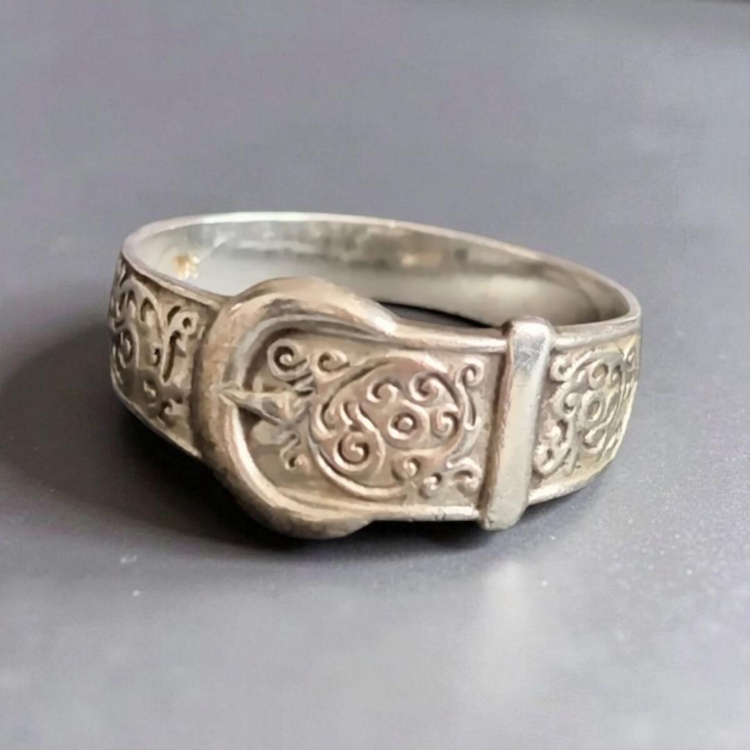 【英国ヴィンテージ】スターリングシルバー　 22.5号 バックル リング 指輪