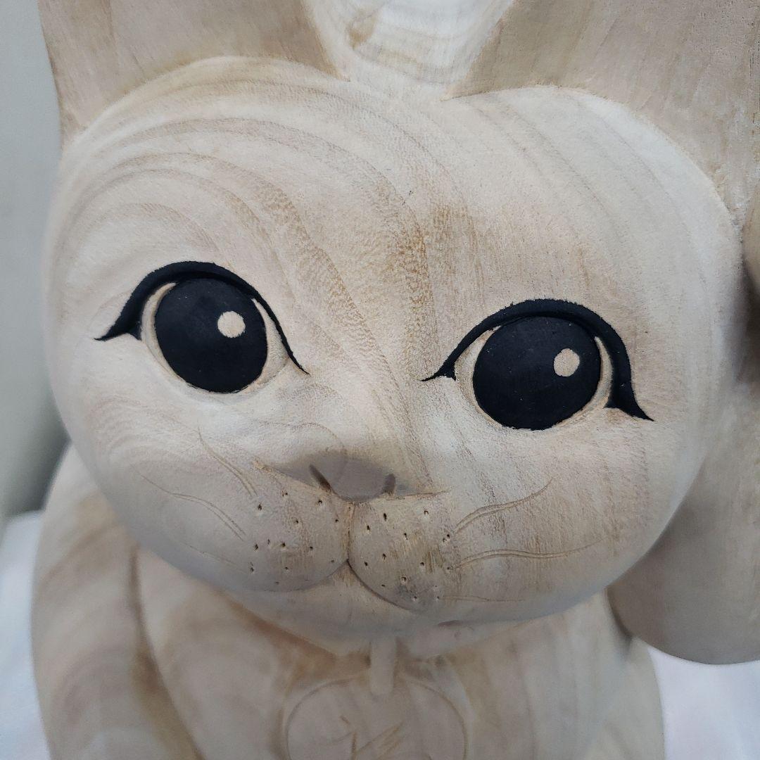 Ｂフライデー蔵出し特価八方にらみ木曽御神木檜製開運桧材 招き猫☆左手 約32cm