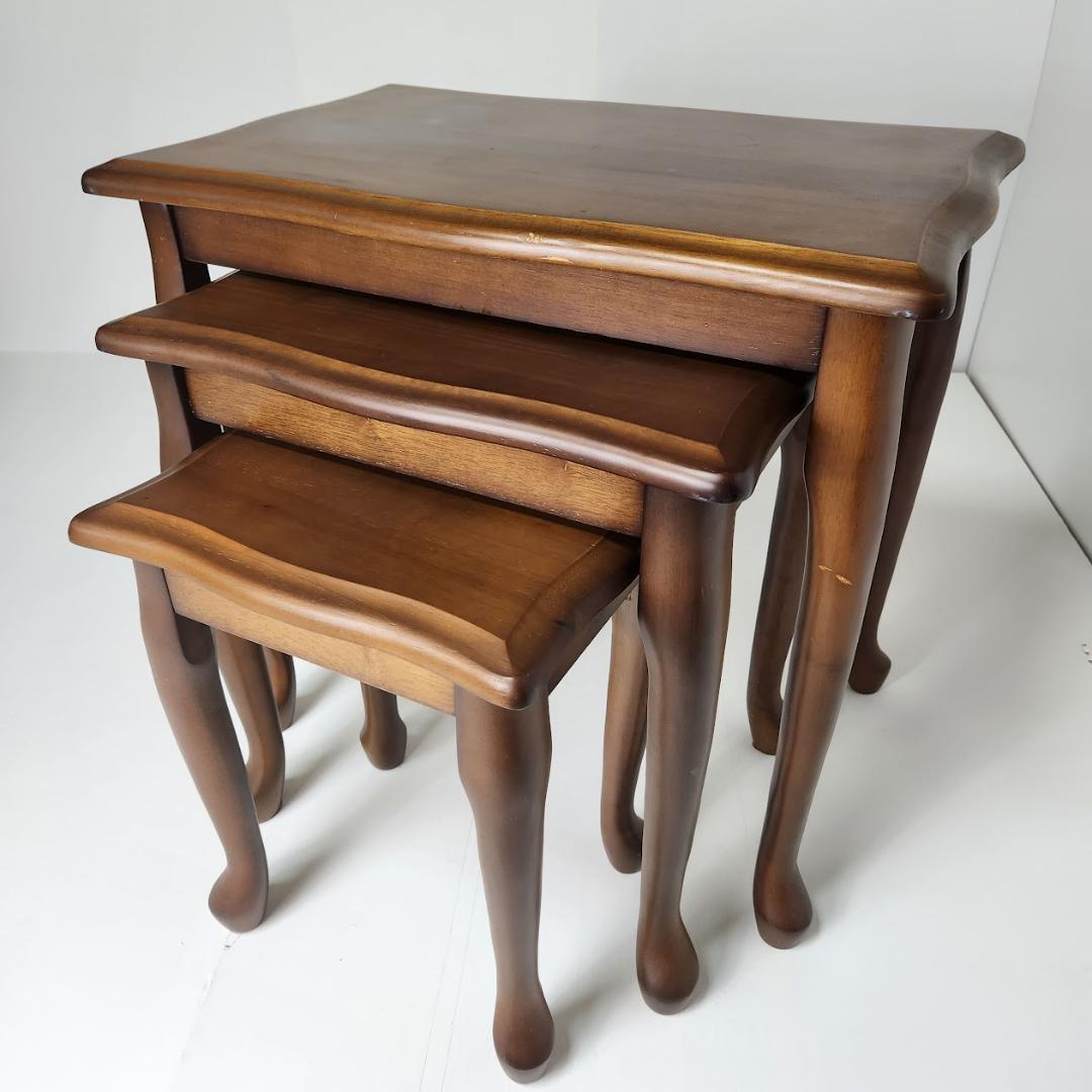 北欧ヴィンテージ 天然木ネストテーブル サイドテーブル　3点セット　アンティーク