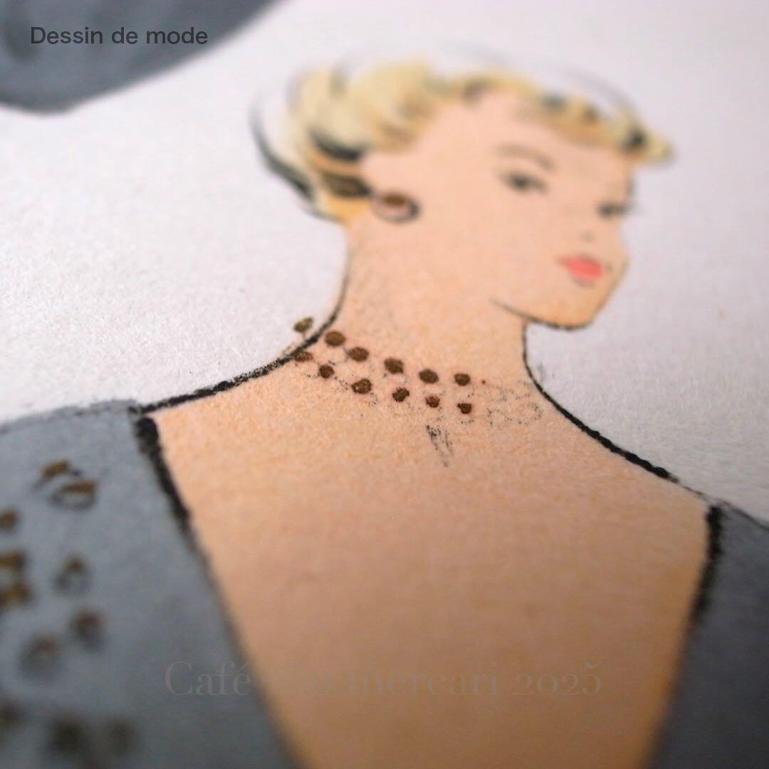 ビンテージ ファッションスタイル画　Dessin de mode