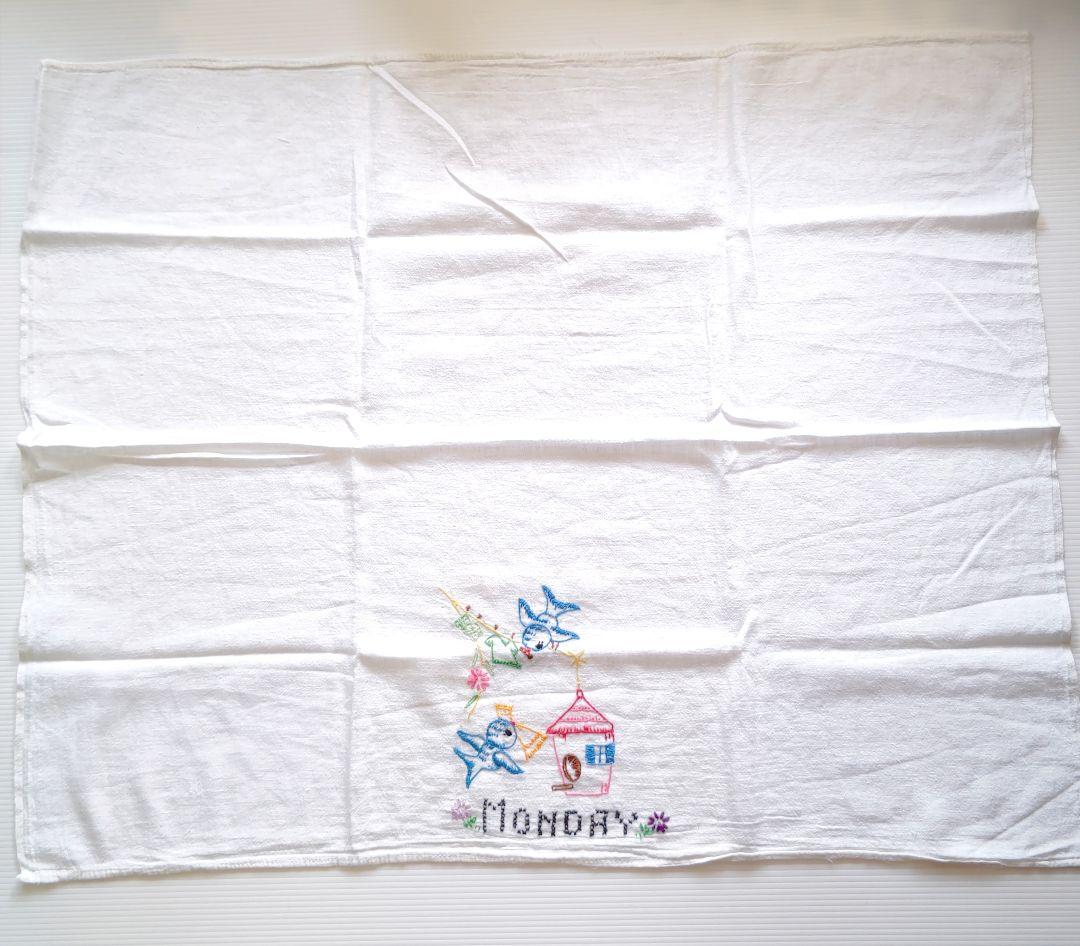 ビンテージ ウィークリークロス ブルーバード リネン 刺繍
