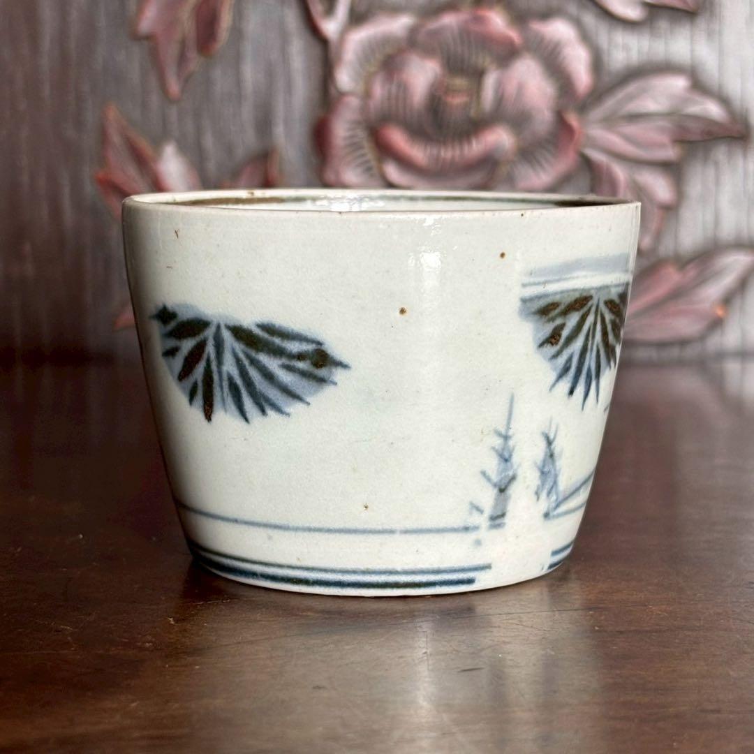 江戸時代　中期〜後期　古伊万里　雪中　筍掘り　図　蕎麦猪口　湯呑　酒器　コップ