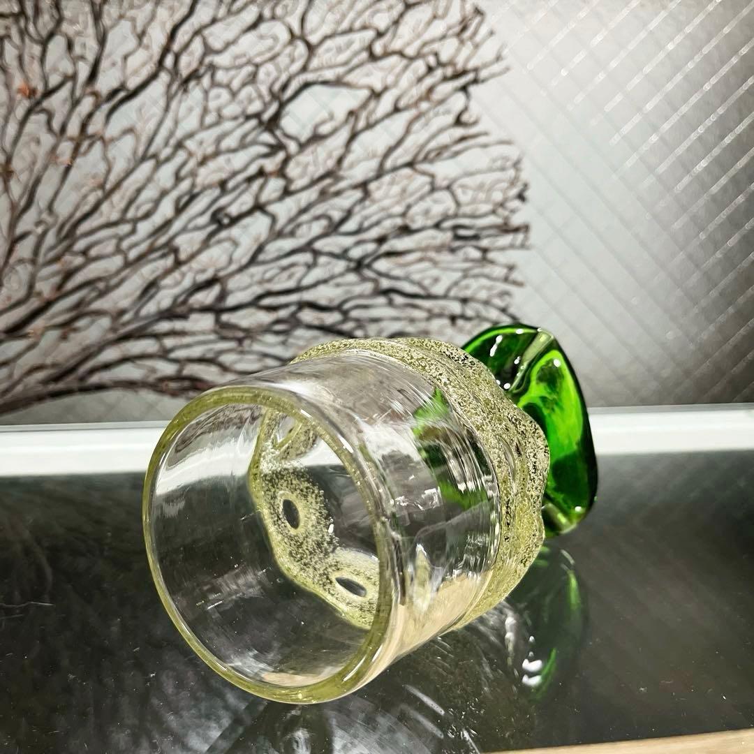 骨董　琉球ガラス　沖縄ガラス　現代の名工　稲嶺盛吉　希少　脚付　ゴブレット１客