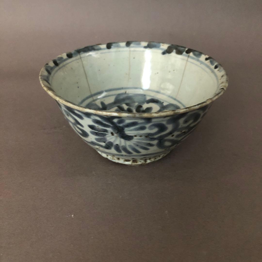 中国骨董明時代古染付椀