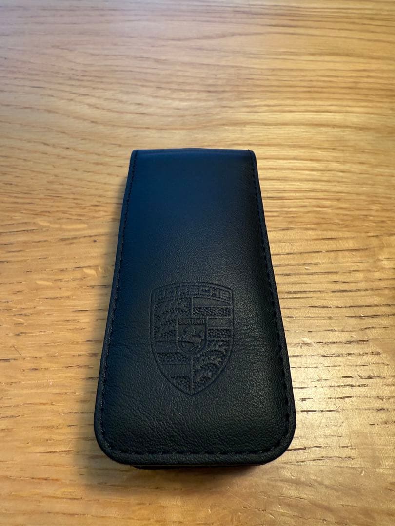 純正 Porsche ポルシェ レザーキーケース ブラック エンブレム付き