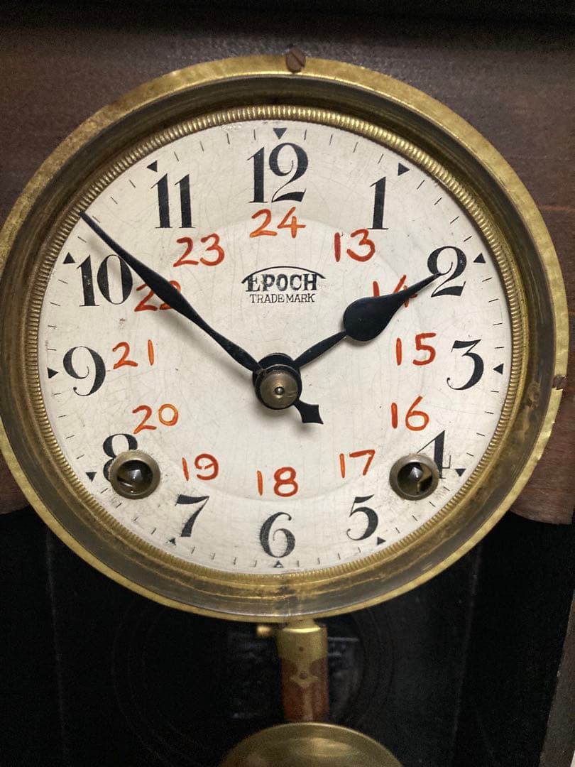 アンティーク EPOCH 宮型数打ち式振り子時計 8日巻 稼働中