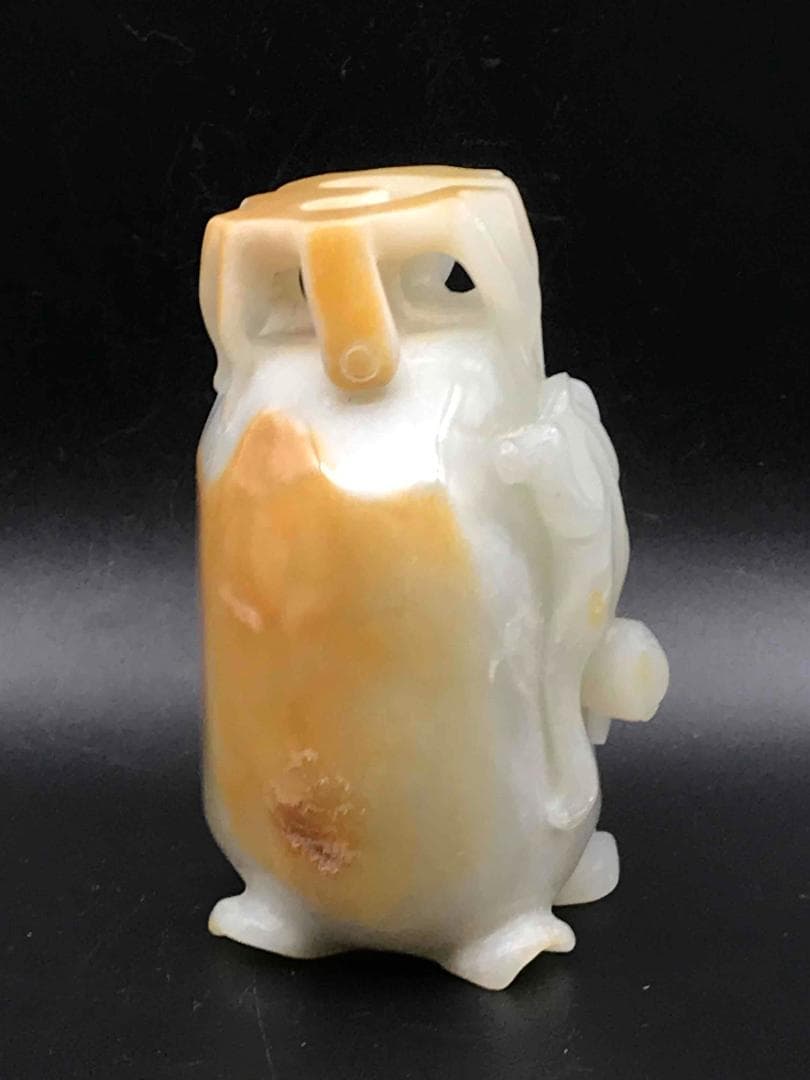 清雍正時代　和田玉 猿と神丹炉和田玉彫り　白玉　古玉石　珍品(F-12)