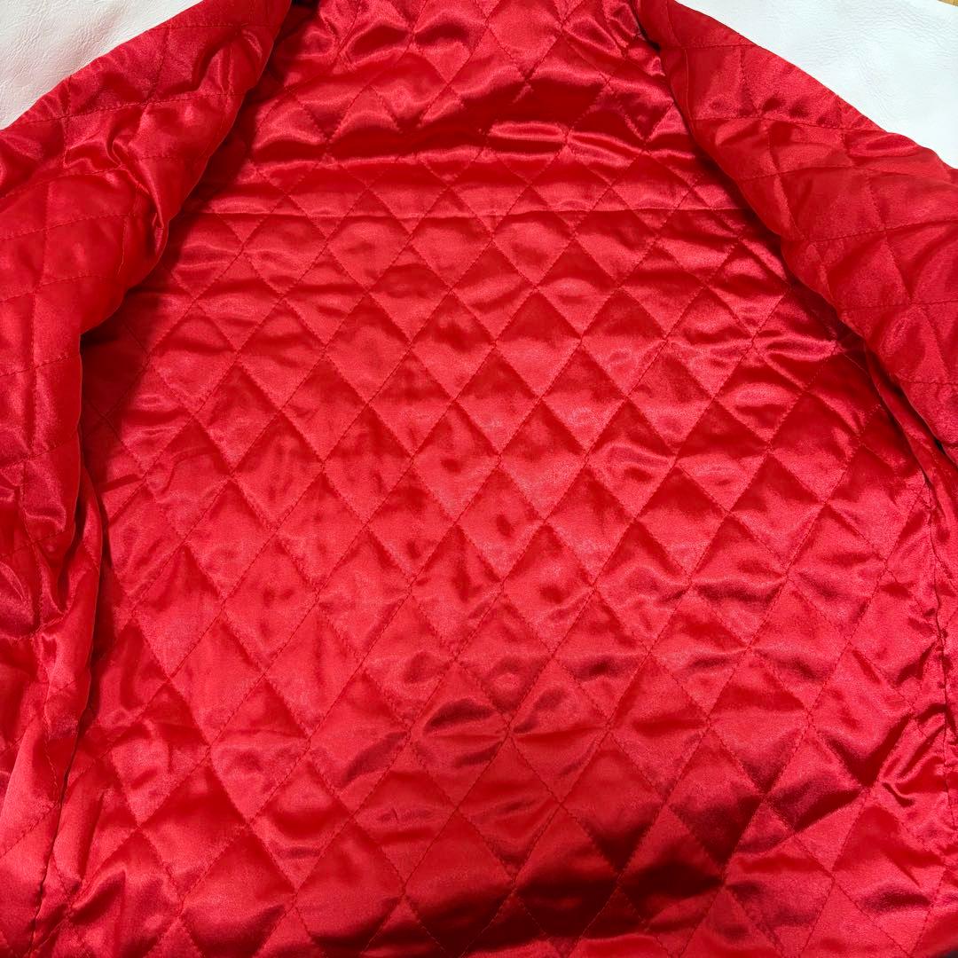 ロンジャン　パテッドライダース　レッドキルティング　白