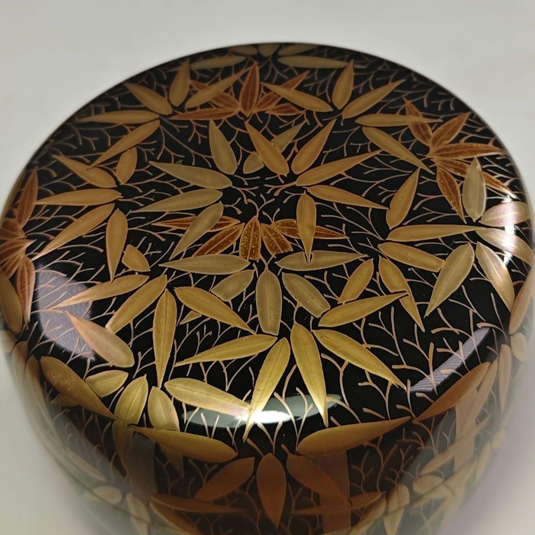 ウ224 棗『村田宗寛作』『輪島塗　総竹林　平棗　共箱』漆塗　金蒔絵　茶道具