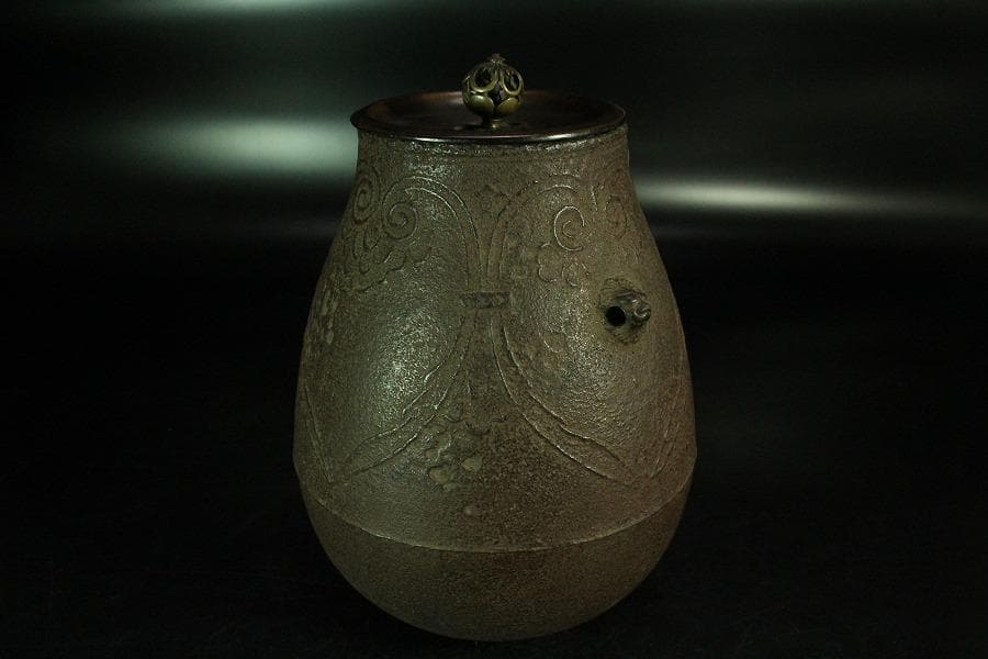 茶道具 饕餮紋 釜 古作 時代物(K-A822)