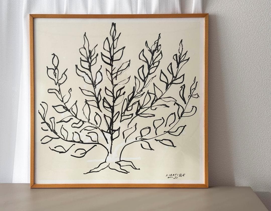 【IDEE 】アートポスター アンリ・マティス 低木 ナチュラルフレーム（額装）