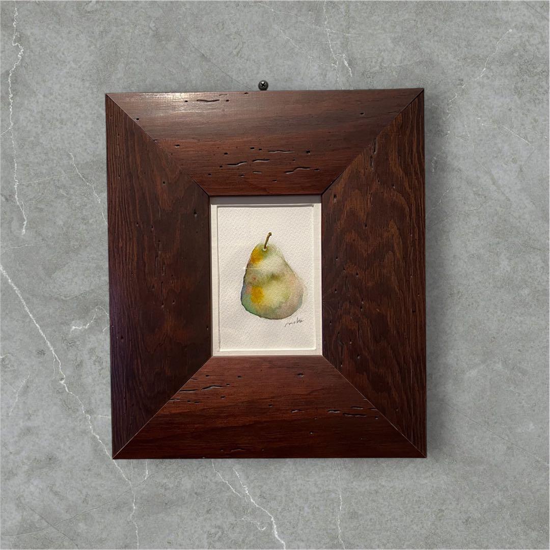 アンティーク水彩画　原画（洋梨）額縁付き30㌢×26㌢