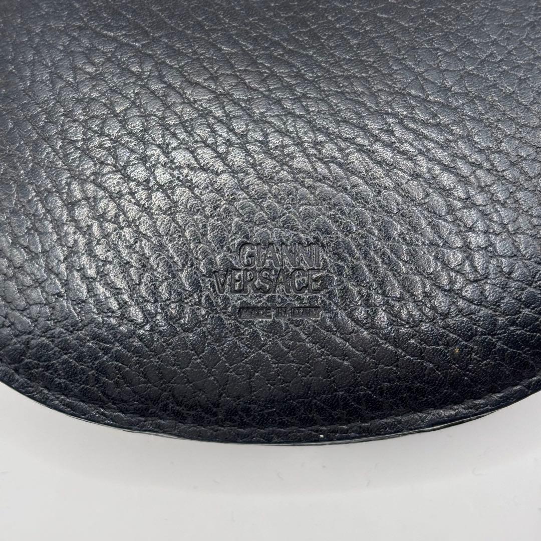 VERSACE　ケース　がま口　ブラック　レザー　メデューサ　ゴールド