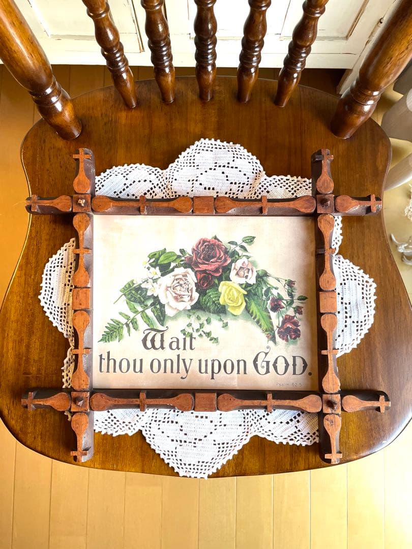 ♡アンティーク　ピクチャーフレーム　ローズ　キリスト　マリア　ミセル　ガラス入り