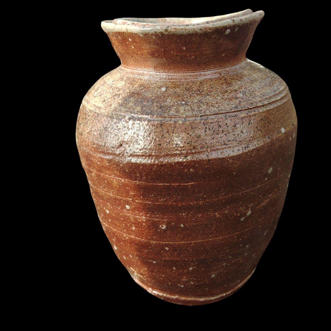 古信楽焼　踞壺　茶壺　窯変灰被り