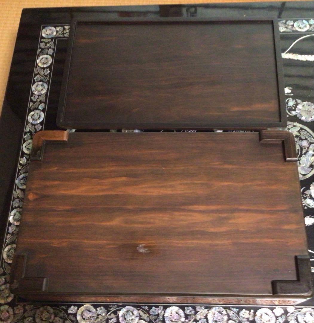 ⭐️特別⭐️紫檀 象嵌 おしどり花鳥月雲 大きな文箱 中国で購入アンティーク レア