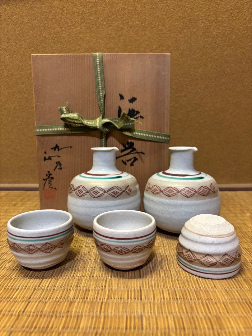 人間国宝　三代徳田八十吉　(正彦) 酒器セット　九谷焼