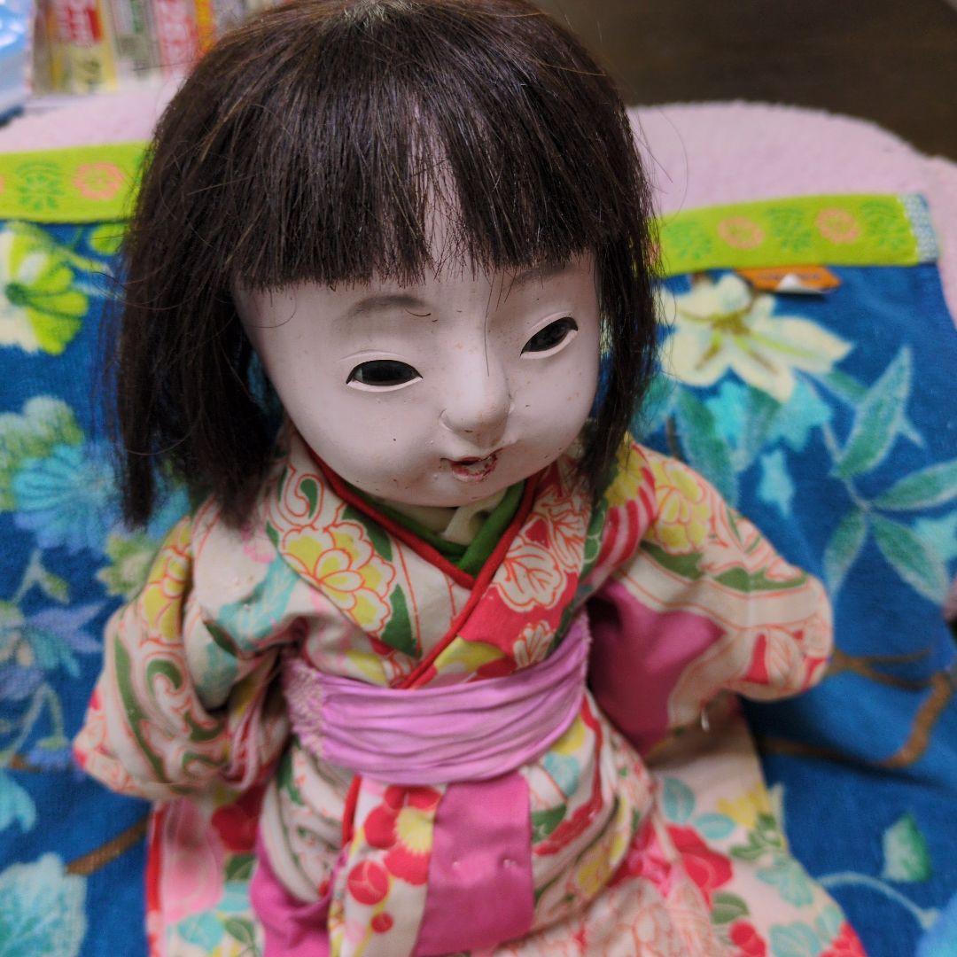 超可愛市松人形　縮緬座布団大正時代