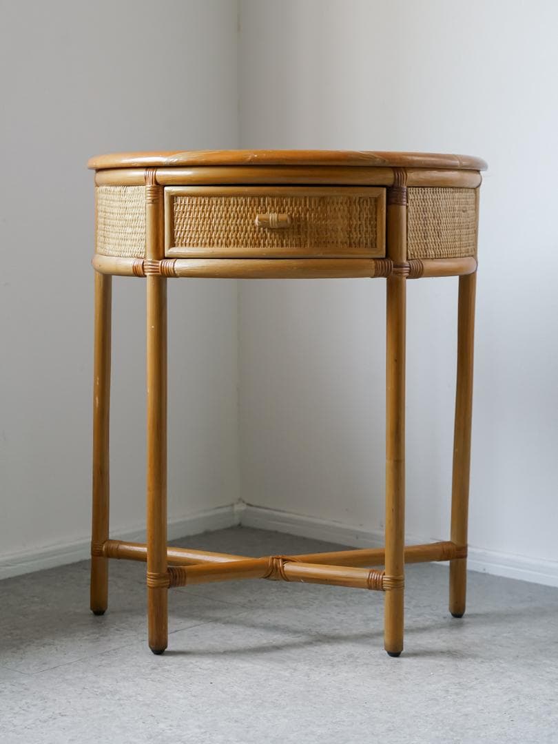 vintage コンソール サイドテーブル 藤家具 ラタン　和モダン レトロ