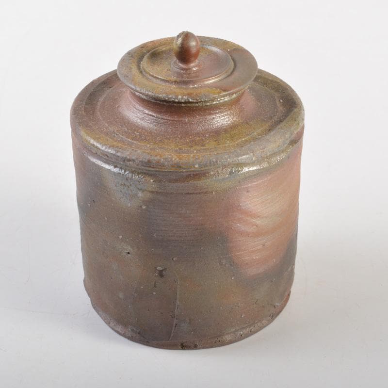 茶道具　備前焼　柴岡香山作　茶入　仕覆付　共箱　V　6502