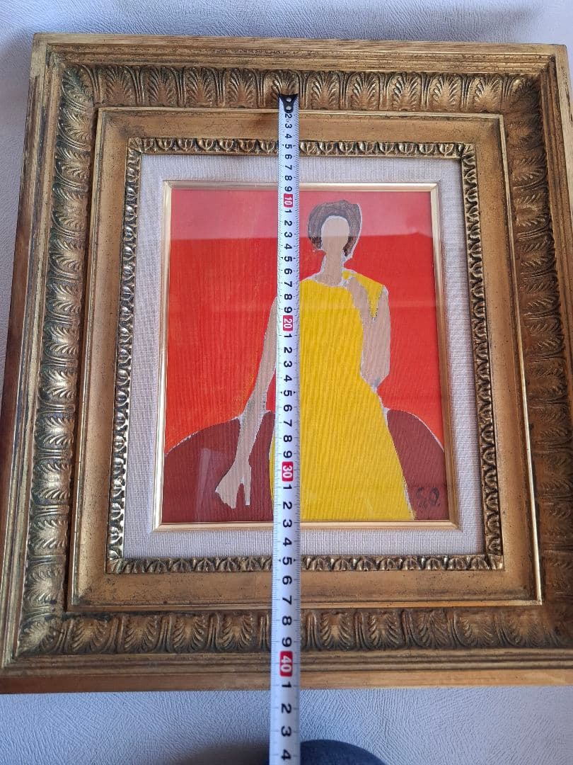 大沢昌助 婦人像　本人直筆裏書あり　人物画 金色フレーム絵画　　真作