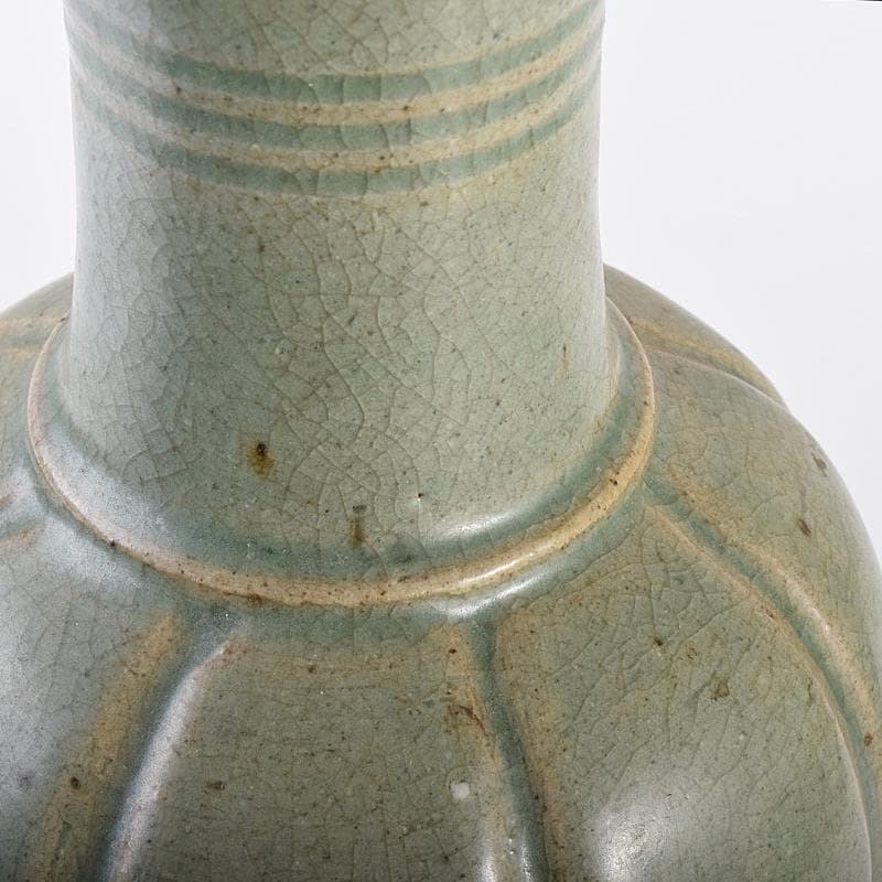 朝鮮美術　高麗青磁　瓜形　花口瓶　高さ約30㎝　F　R7572B