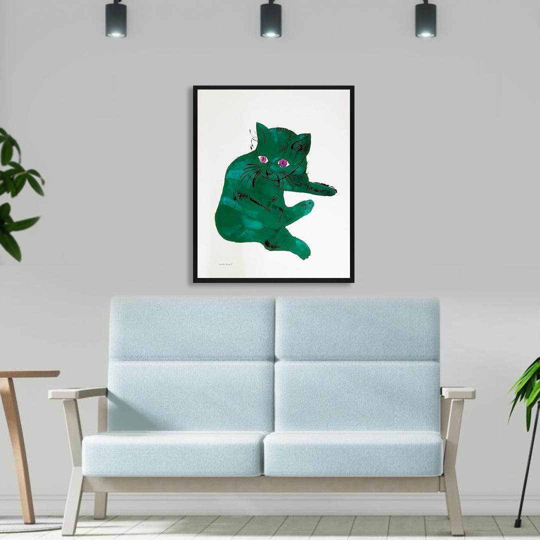 額装済/Green Cat/アンディ ウォーホル/アート/ポスター/インテリア