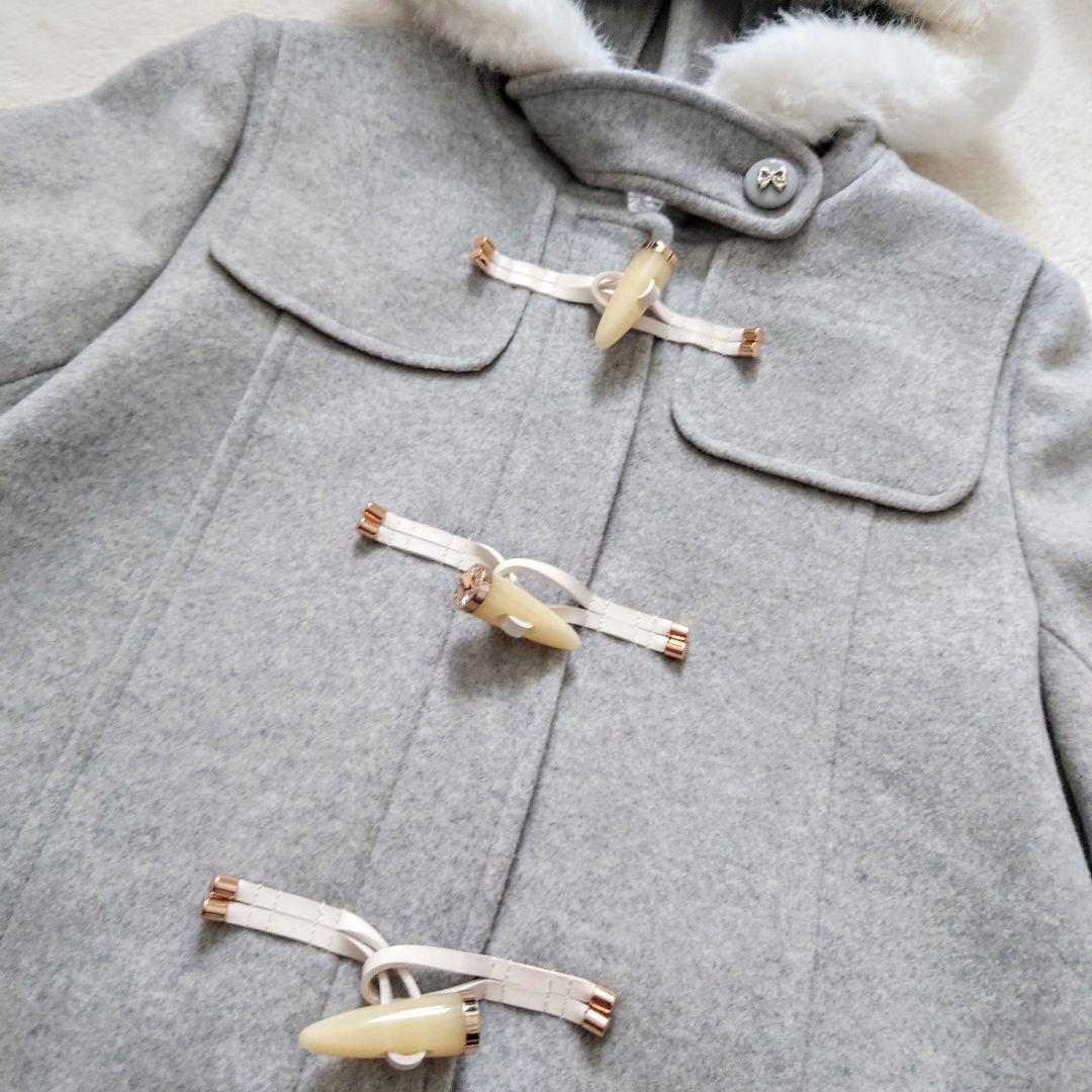 美品 mezzo piano 160 フェイクファー ダッフルコート ウール