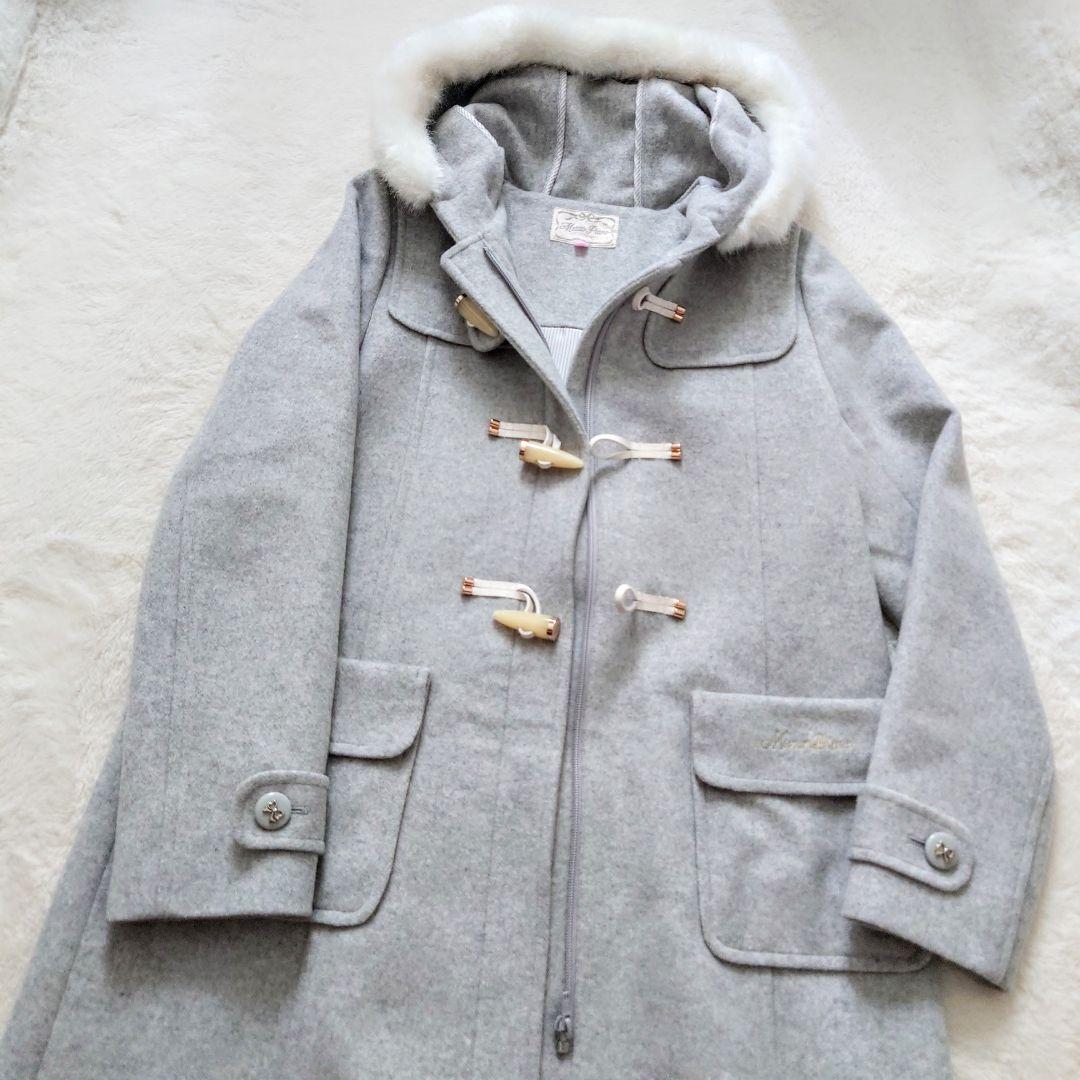 美品 mezzo piano 160 フェイクファー ダッフルコート ウール