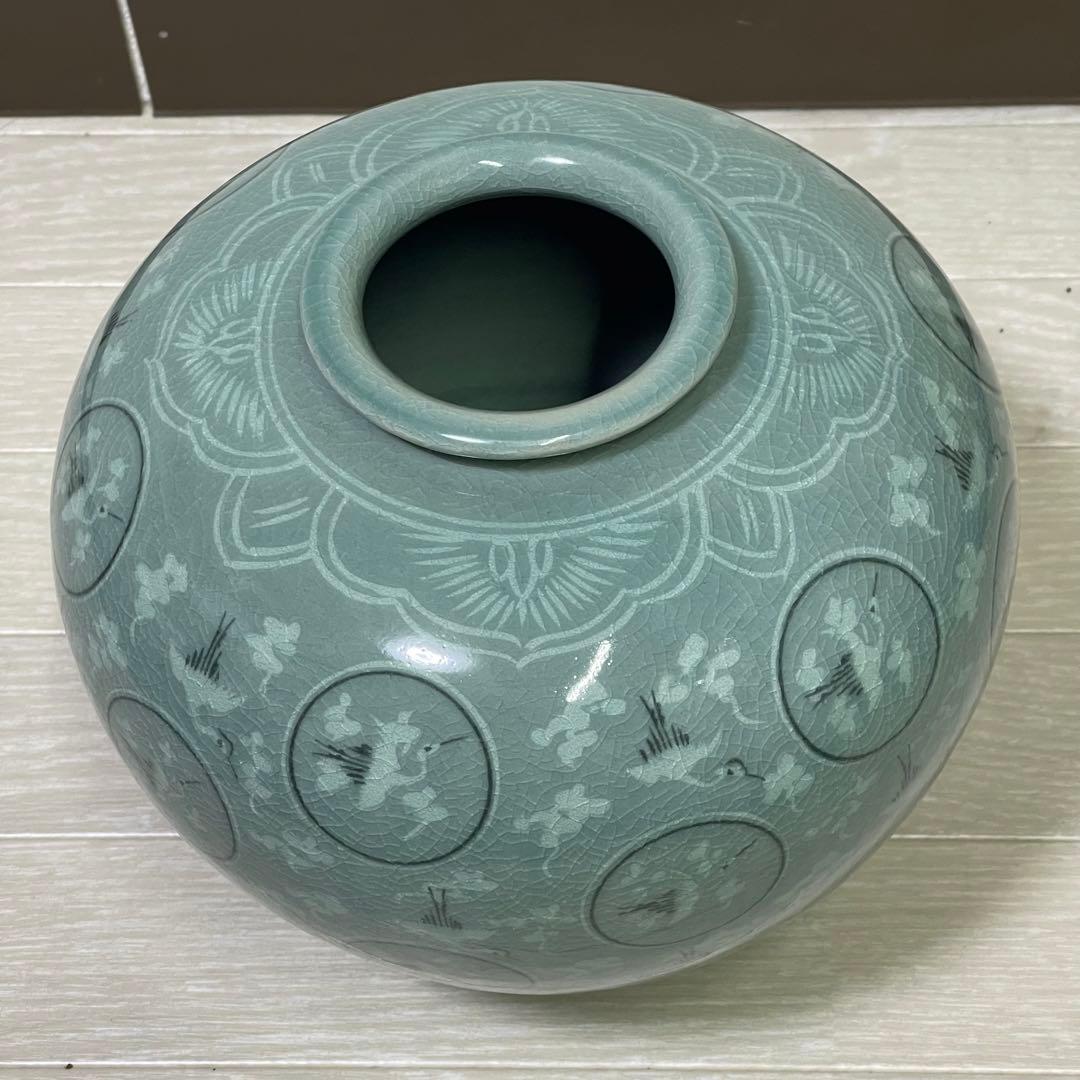 壺 高羅青磁 韓国 コレクション 鶴 水岩 花瓶 骨董品 美術品 アンティーク