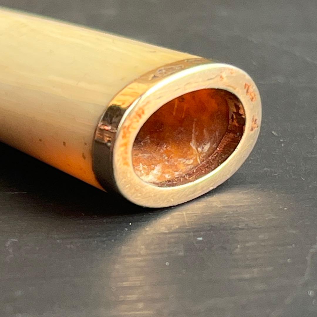 14金 パイプ 吸い口 マウスピース レザーケース付き 喫煙具 タバコ 骨董