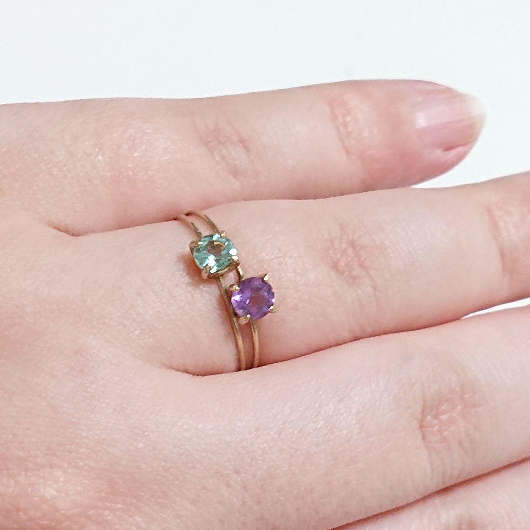 k10イエローゴールド ミントグリーンアパタイト リング 13号 10金 華奢