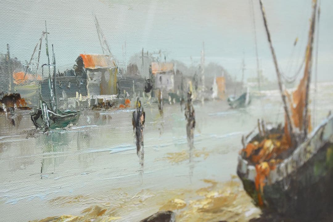 EDK47 作者不明 サイン有 F20号 油彩画 肉筆 額装 金縁 大作 風景画