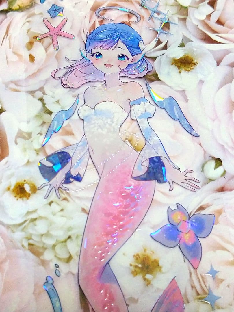 J473＃鲛人泪(贝壳光)刺猬家切り売り海外人物マステ女の子人魚