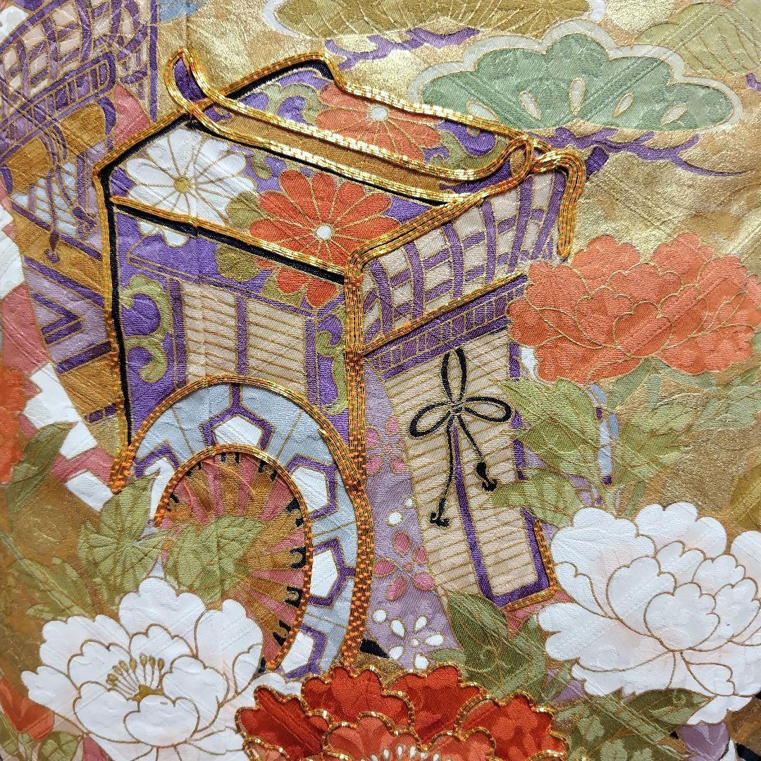 振袖フルセット(7点)・成人式・金彩加工・くすみ・ピンク・古典柄・正絹