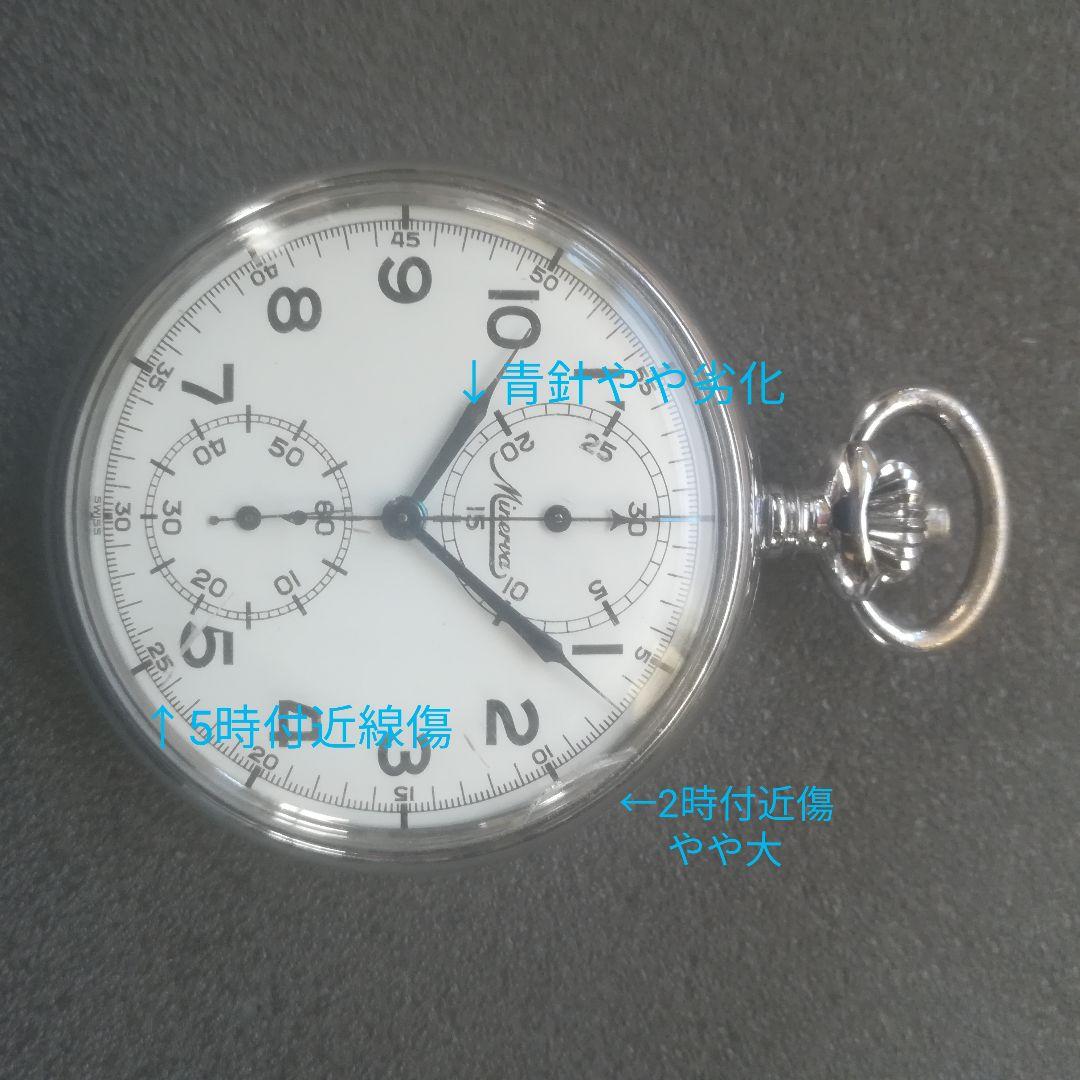 マ*ル様 MINERVA　ワンプッシュクロノグラフ　手巻き　懐中時計　稼働　ミネ