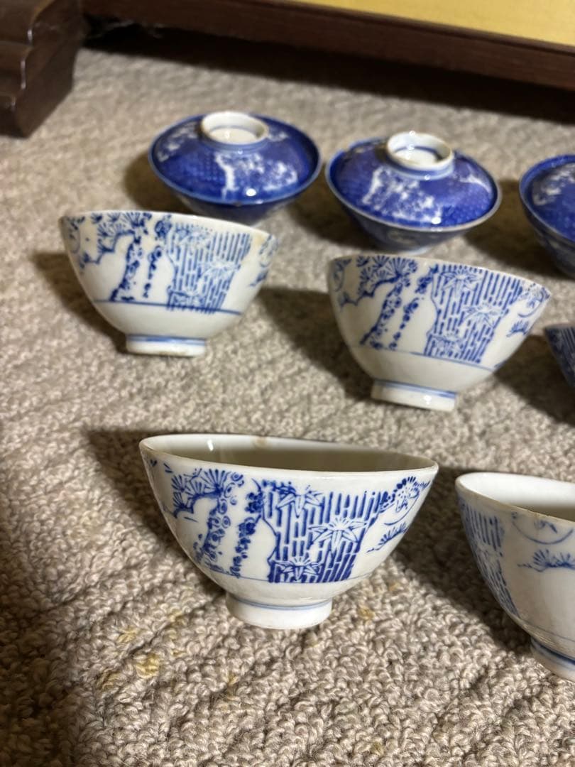 古伊万里 江戸時代 染付 蓋付あり 有田焼き 陶磁器 茶碗 まとめ 骨董品