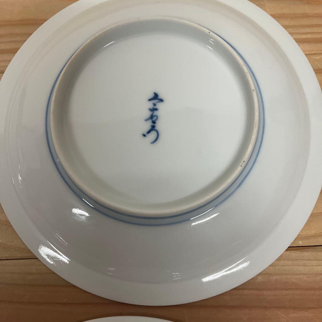 １３代今泉今右衛門　染錦笹紋銘々皿　4客