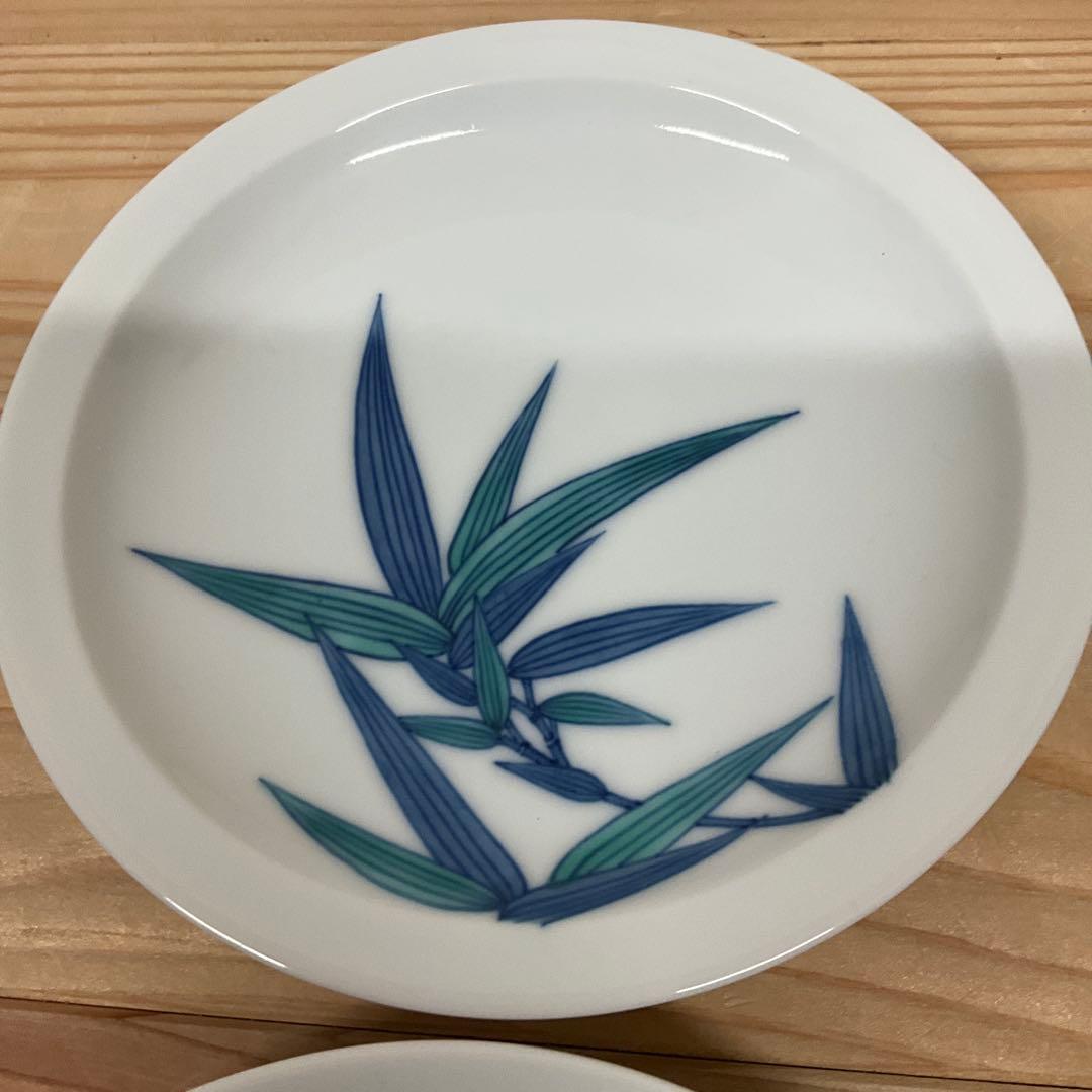 １３代今泉今右衛門　染錦笹紋銘々皿　4客