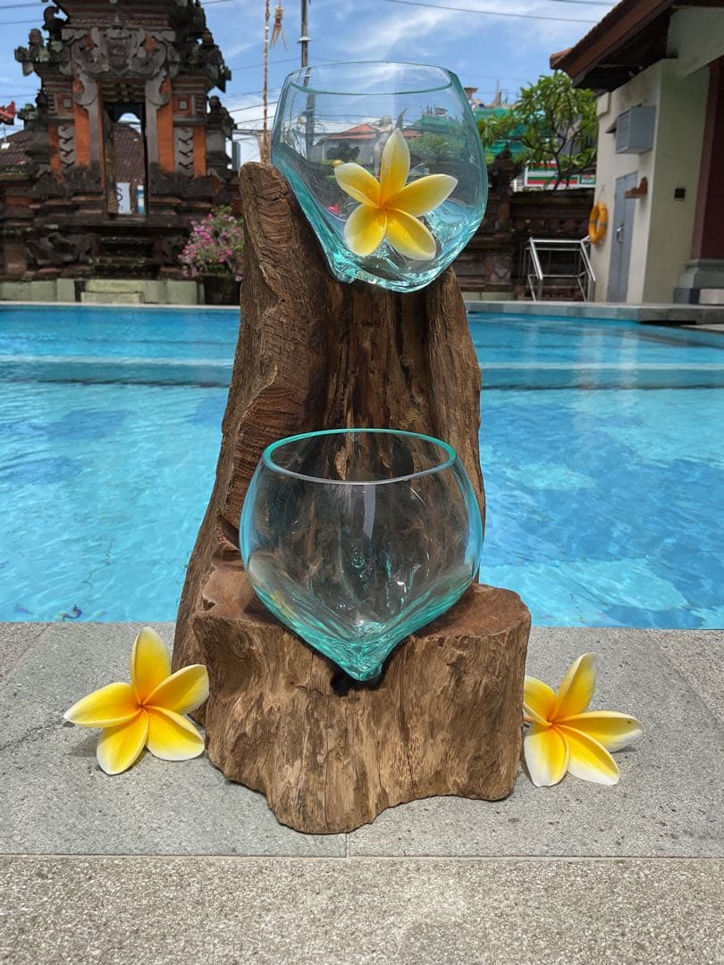 【新入荷】フィッシュボール(天然木ガラス水槽)Mサイズ2個口(穴空き)