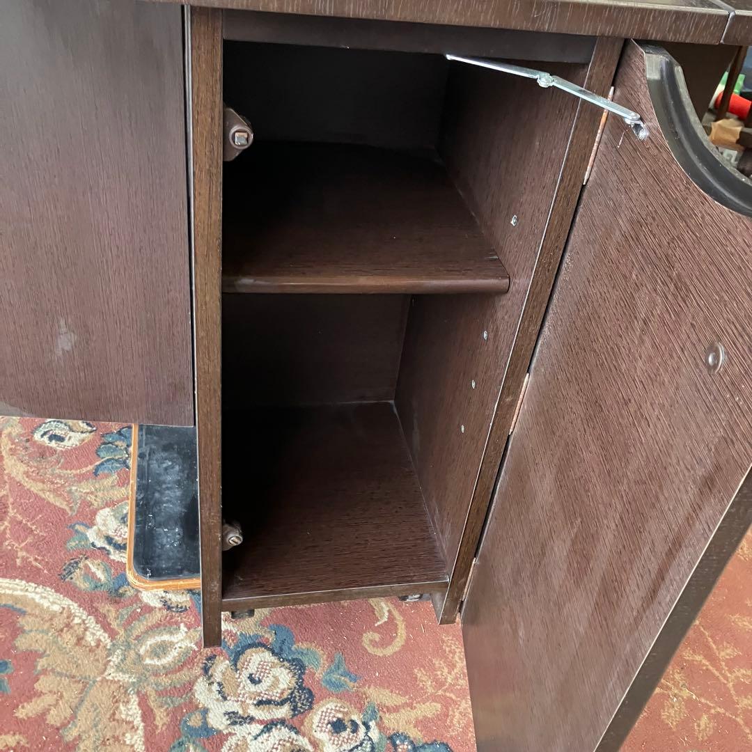 北欧レトロ 木製 大型バタフライテーブル ダイニングテーブル 引き出し収納付