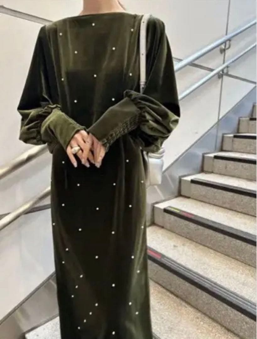 スーツ・フォーマル・ドレス Ameri BACK OPEN PEARL VELOUR DRESS