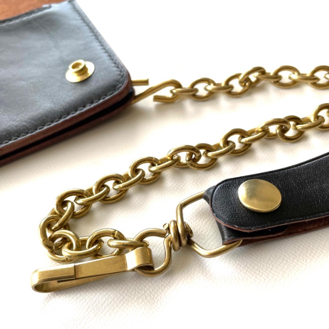 ミドルトラッカーウォレット　ホースハイドレザー　真鍮チェーン　ヴィンテージタロン