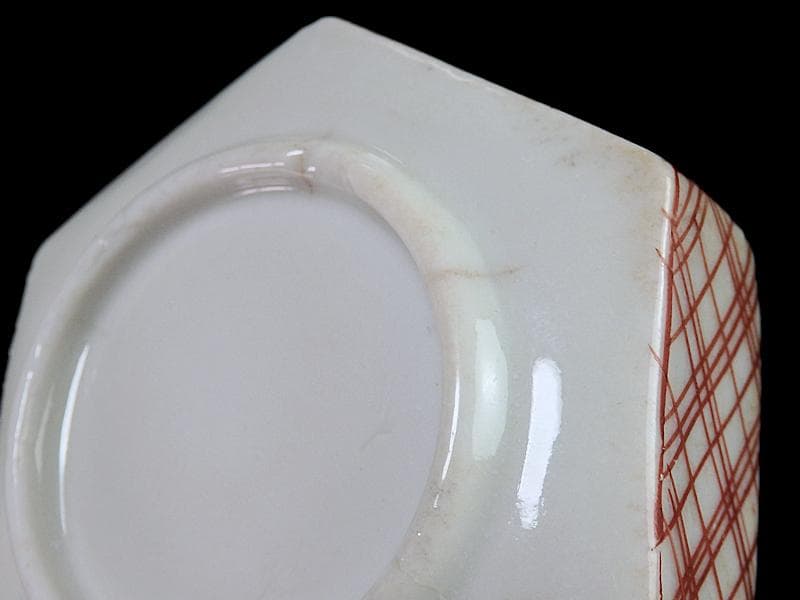 伊万里　瀬戸　色絵　幾何学紋の図　油壷　E421A-fbkn