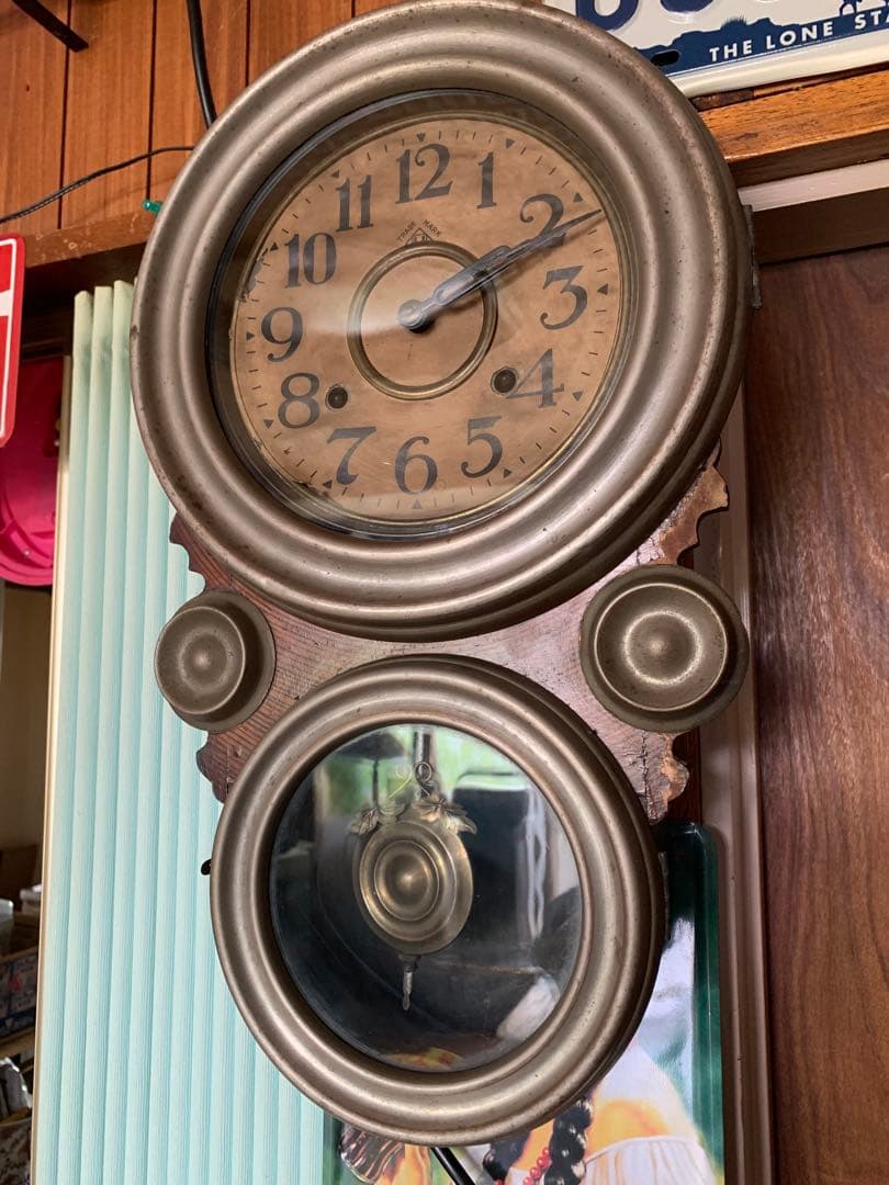 アンティーク時計　ダルマ型　振り子時計　ゼンマイ式　稼動品　当時物　ボンボン時計