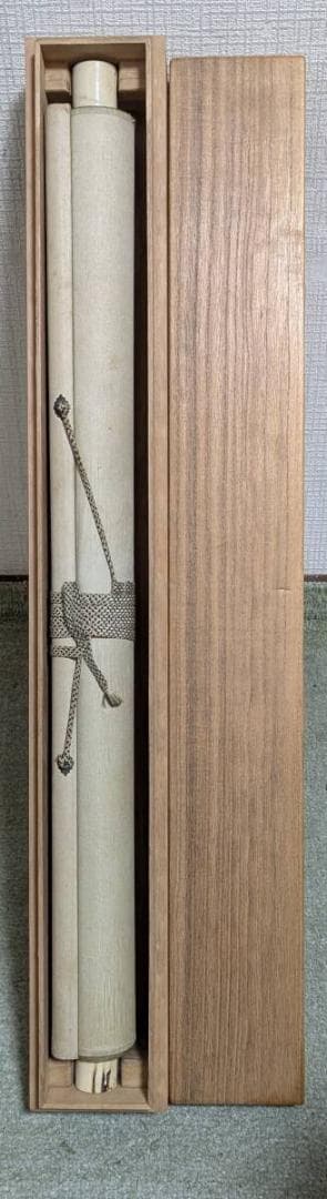 【真作】掛軸　芥子図　赤白けし彩色画　美麗静謐の一幅　合箱入　T78