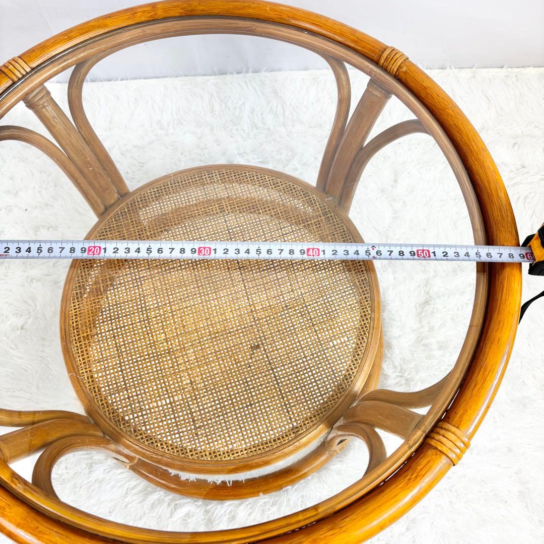 『送料無料』　ラタン　籐　ガラステーブル