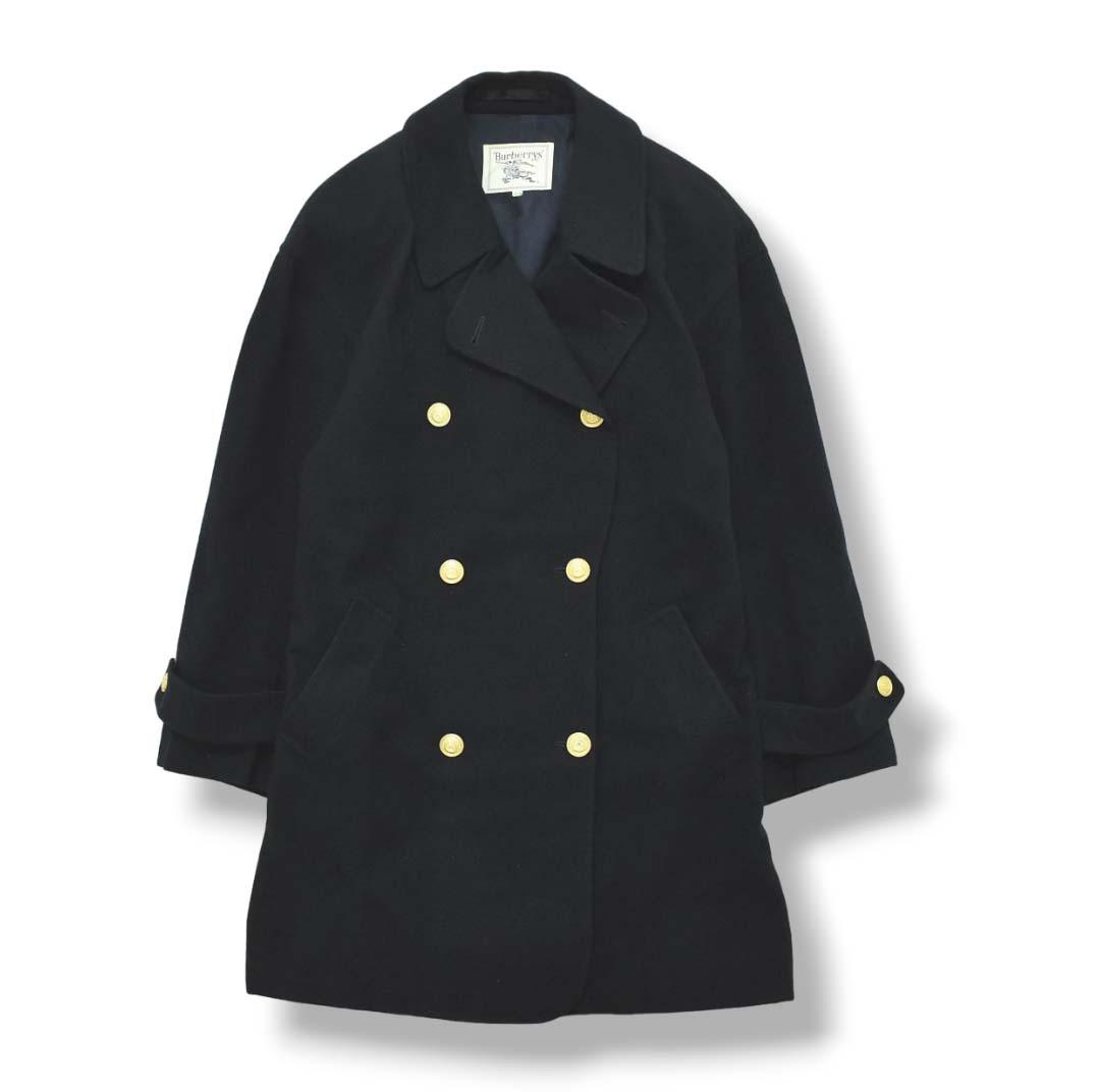 【エンブレム 金ボタン 】 90s バーバリー ウール チェスターコート 紺♪