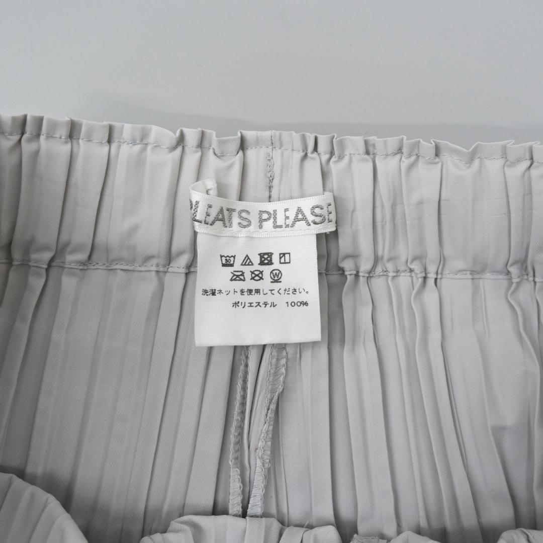 ■ 46301★年 プリーツプリーズ パンツ 1 ライトグレー ボタン付き